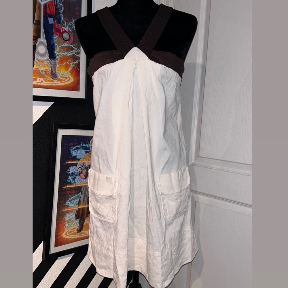 Bebe - White Linen Crossback Dress w / pockets - Women’s Size Large